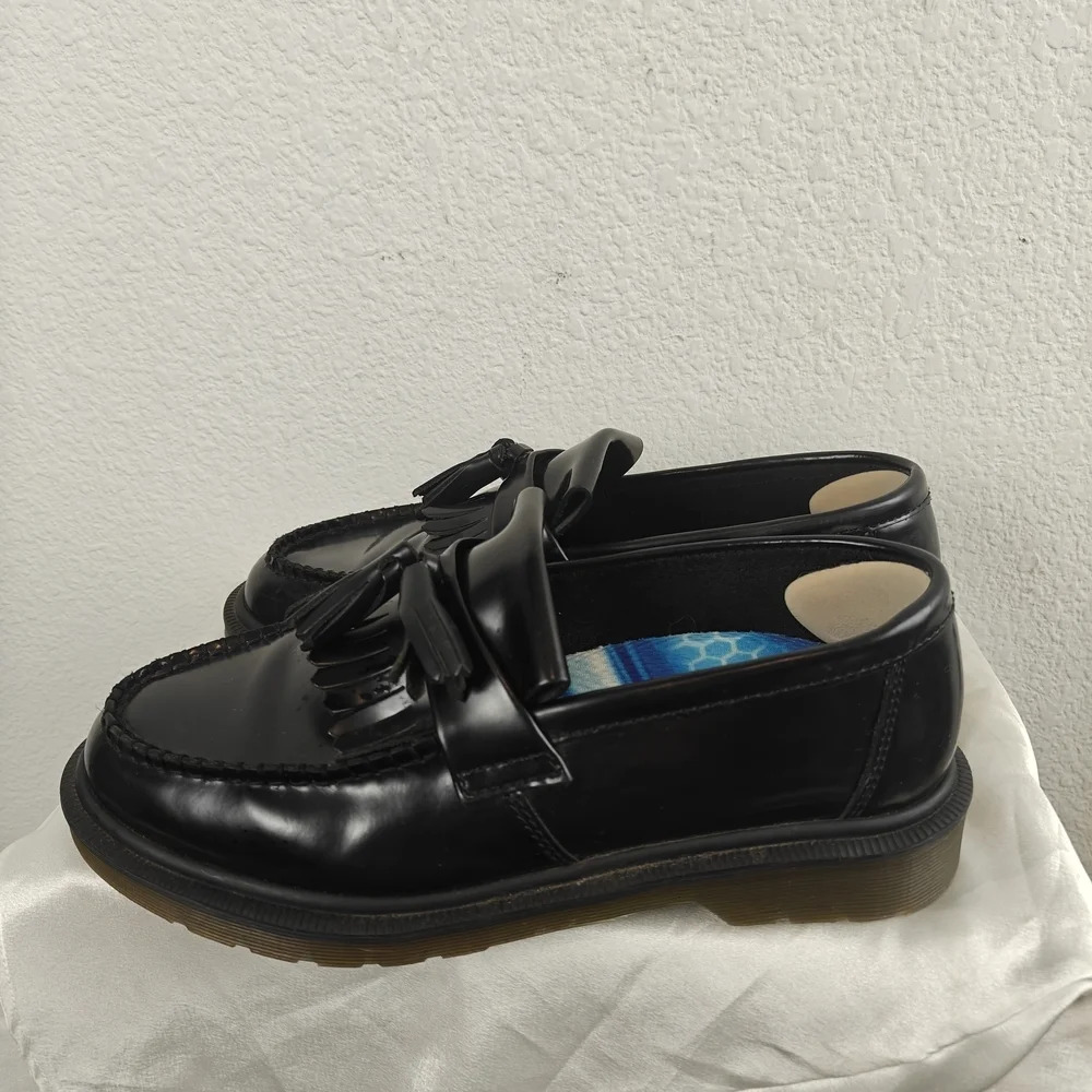 Dr. Martens Adrian Tassel Loafers Black Patent Leather Sz US 7M/8W Chunky Preppy